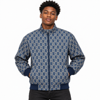Navy & Beige S-Monogram Check Jacquard Zip-Up Jacket