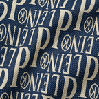 Navy & Cream Typography Jacquard Woven Zip-Up Jacket