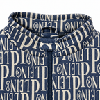 Navy & Cream Typography Jacquard Woven Zip-Up Jacket