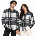 Unisex Oversized Tartan Check Full-Sleeve Shirt – Charcoal Grey