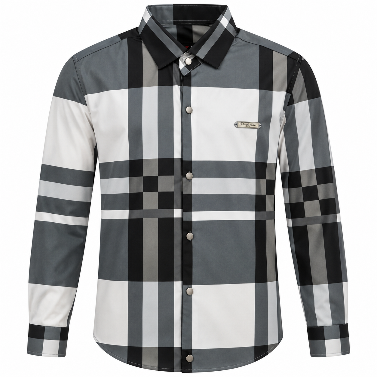 Unisex Oversized Tartan Check Full-Sleeve Shirt – Charcoal Grey