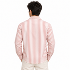 Unisex Pink & White Vertical Stripe Utility Shirt