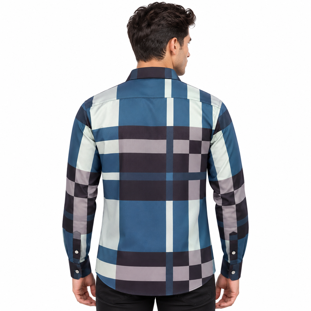 Unisex Tartan Check Full-Sleeve Shirt – Blue & Black