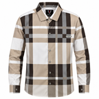 Unisex Oversized Tartan Check Full-Sleeve Shirt – Mocha Beige