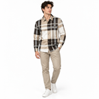 Unisex Oversized Tartan Check Full-Sleeve Shirt – Mocha Beige