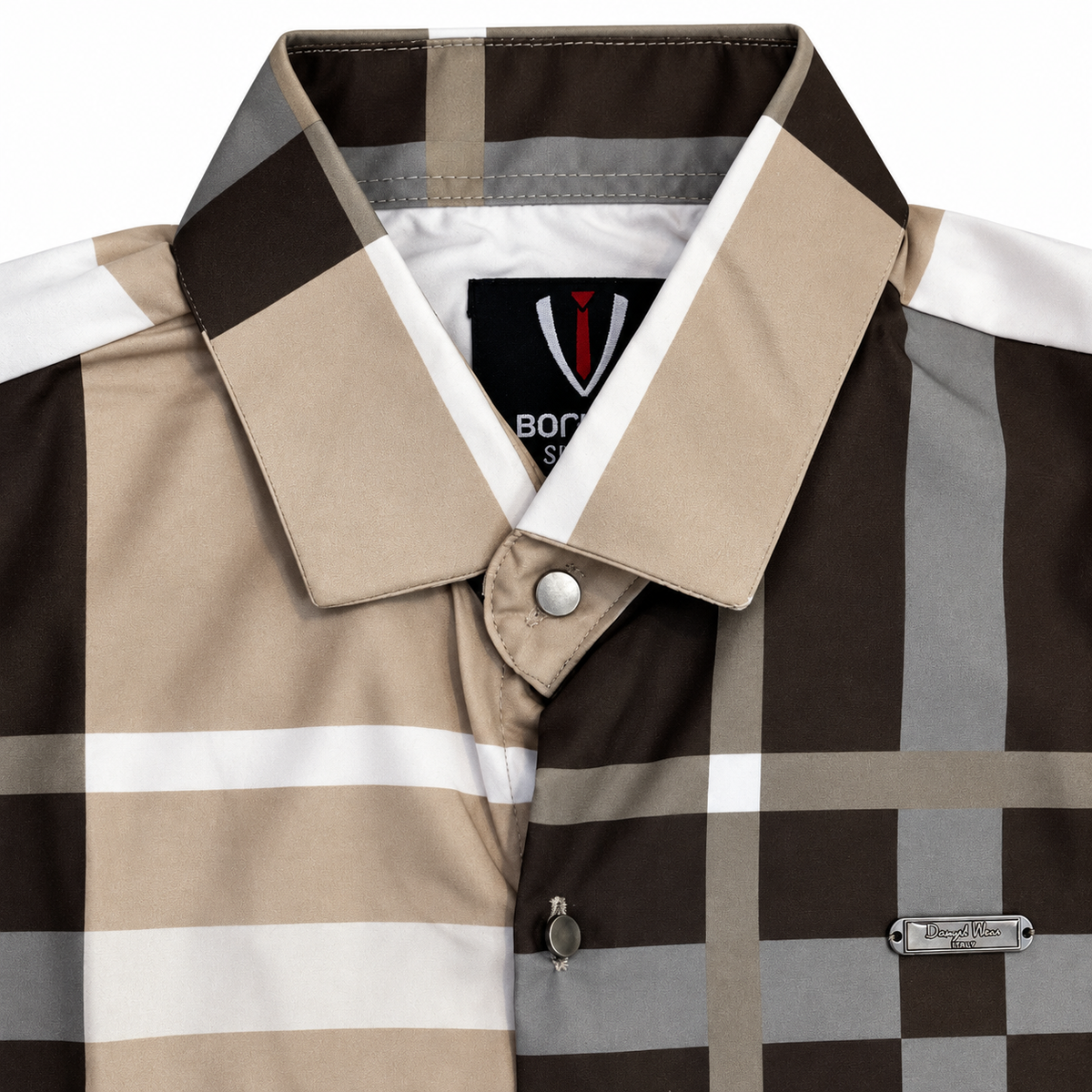 Unisex Oversized Tartan Check Full-Sleeve Shirt – Mocha Beige