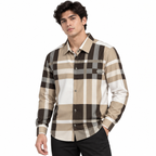 Unisex Oversized Tartan Check Full-Sleeve Shirt – Mocha Beige