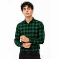 Men’s Black & Green Check Slim-Fit Shirt