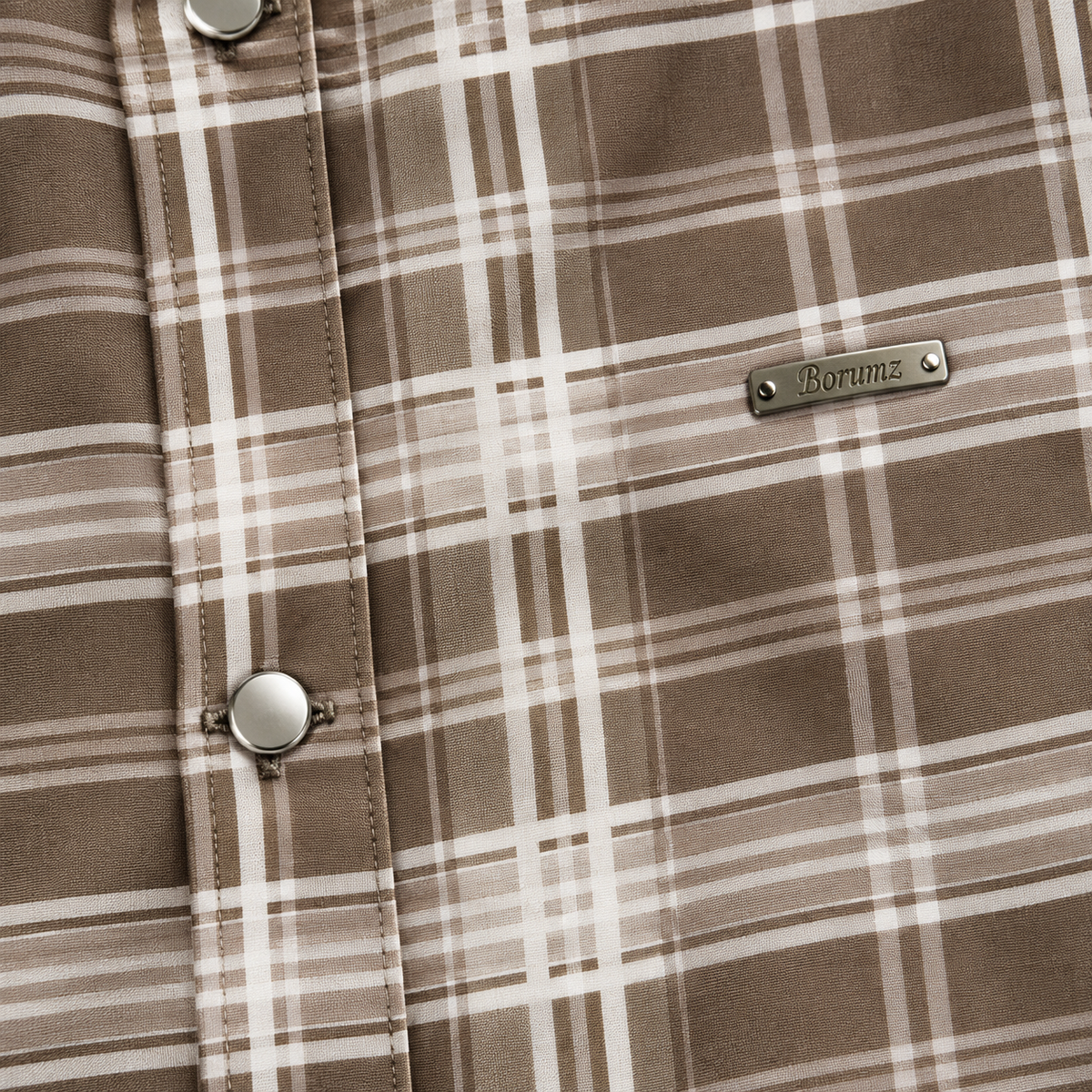 Urban Taupe Windowpane Brown Check Shirt | Slim Fit