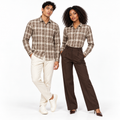 Urban Taupe Windowpane Brown Check Shirt | Slim Fit