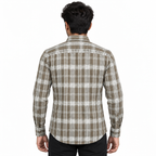 Urban Taupe Windowpane Green Check Shirt | Slim Fit