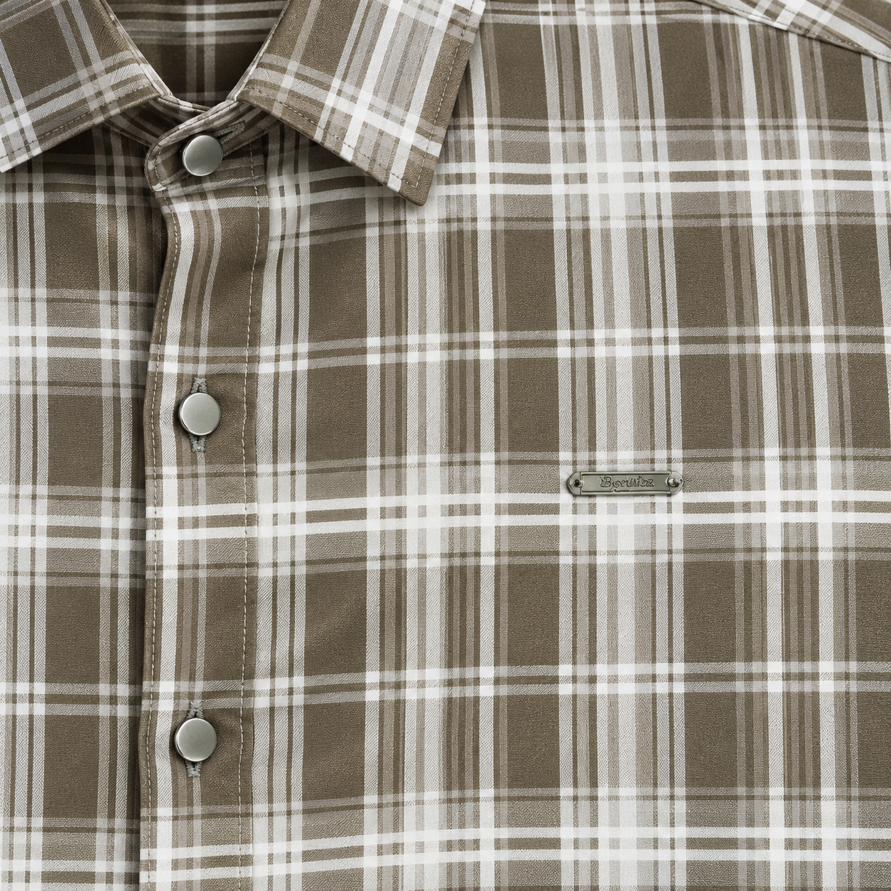 Urban Taupe Windowpane Green Check Shirt | Slim Fit