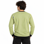Volt Yellow & Graphite Stripe Full-Sleeve Tee | Relaxed Fit