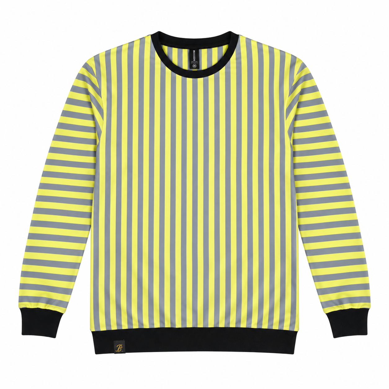 Volt Yellow & Graphite Stripe Full-Sleeve Tee | Relaxed Fit