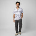White Tie-Dye Alphabet Print Johnny Collar Polo Shirt - Polo