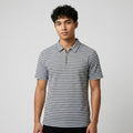 Black & Grey Striped Zip Polo Shirt | Knit Polo
