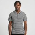 Black & White Striped Zip Polo Shirt | Knit Polo