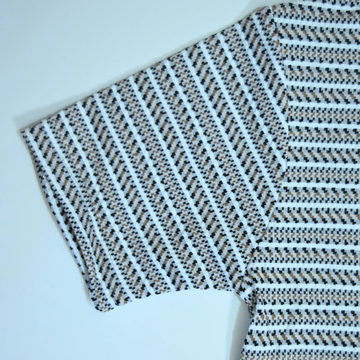 Black & Brown Striped Zip Polo Shirt | Knit Polo