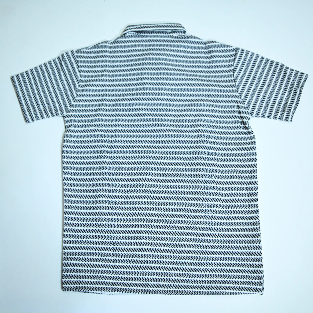 Black & Grey Striped Zip Polo Shirt | Knit Polo