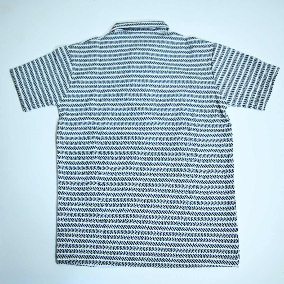 Black & Grey Striped Zip Polo Shirt | Knit Polo