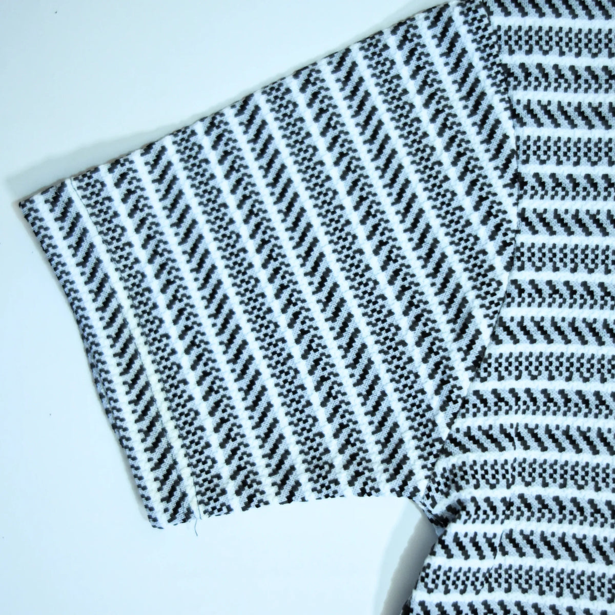 Black & Grey Striped Zip Polo Shirt | Knit Polo