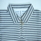 Black & Grey Striped Zip Polo Shirt | Knit Polo