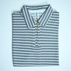 Black & Grey Striped Zip Polo Shirt | Knit Polo