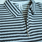 Black & White Striped Zip Polo Shirt | Knit Polo