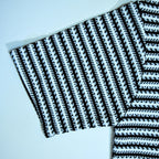 Black & White Striped Zip Polo Shirt | Knit Polo