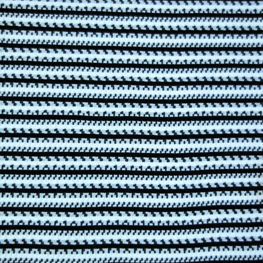 Black & White Striped Zip Polo Shirt | Knit Polo