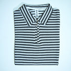 Black & White Striped Zip Polo Shirt | Knit Polo