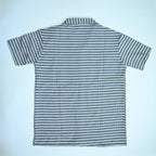 White & Blue Geometric Textured Boxy Fit Shirt