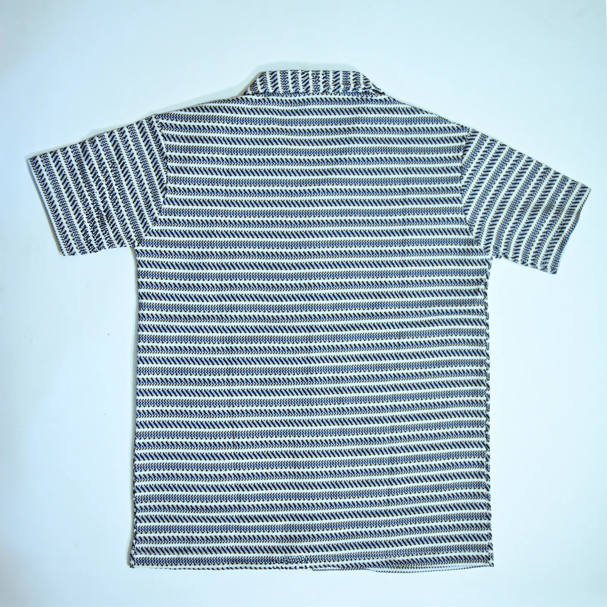 White & Blue Geometric Textured Boxy Fit Shirt