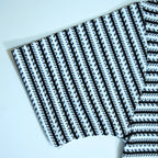 White & Black Geometric Textured Boxy Fit Shirt