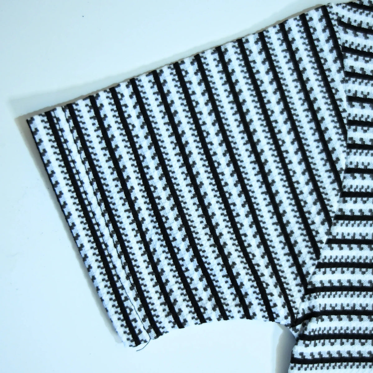 White & Black Geometric Textured Boxy Fit Shirt