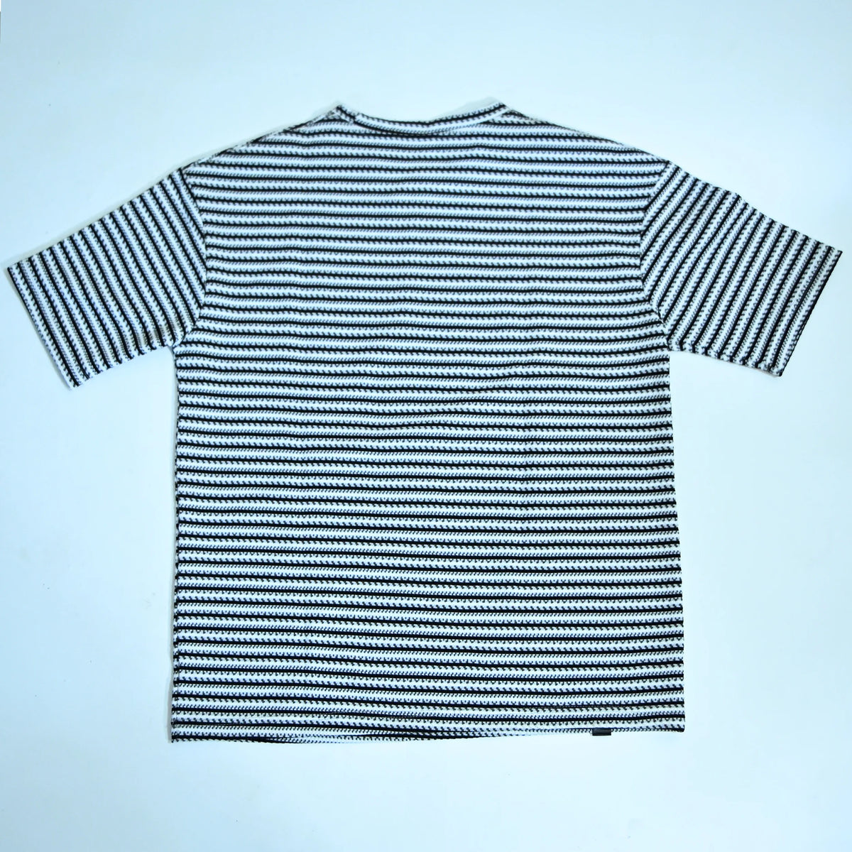 Black & White Textured Stripe Drop Shoulder T-Shirt