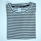 Black & White Textured Stripe Drop Shoulder T-Shirt