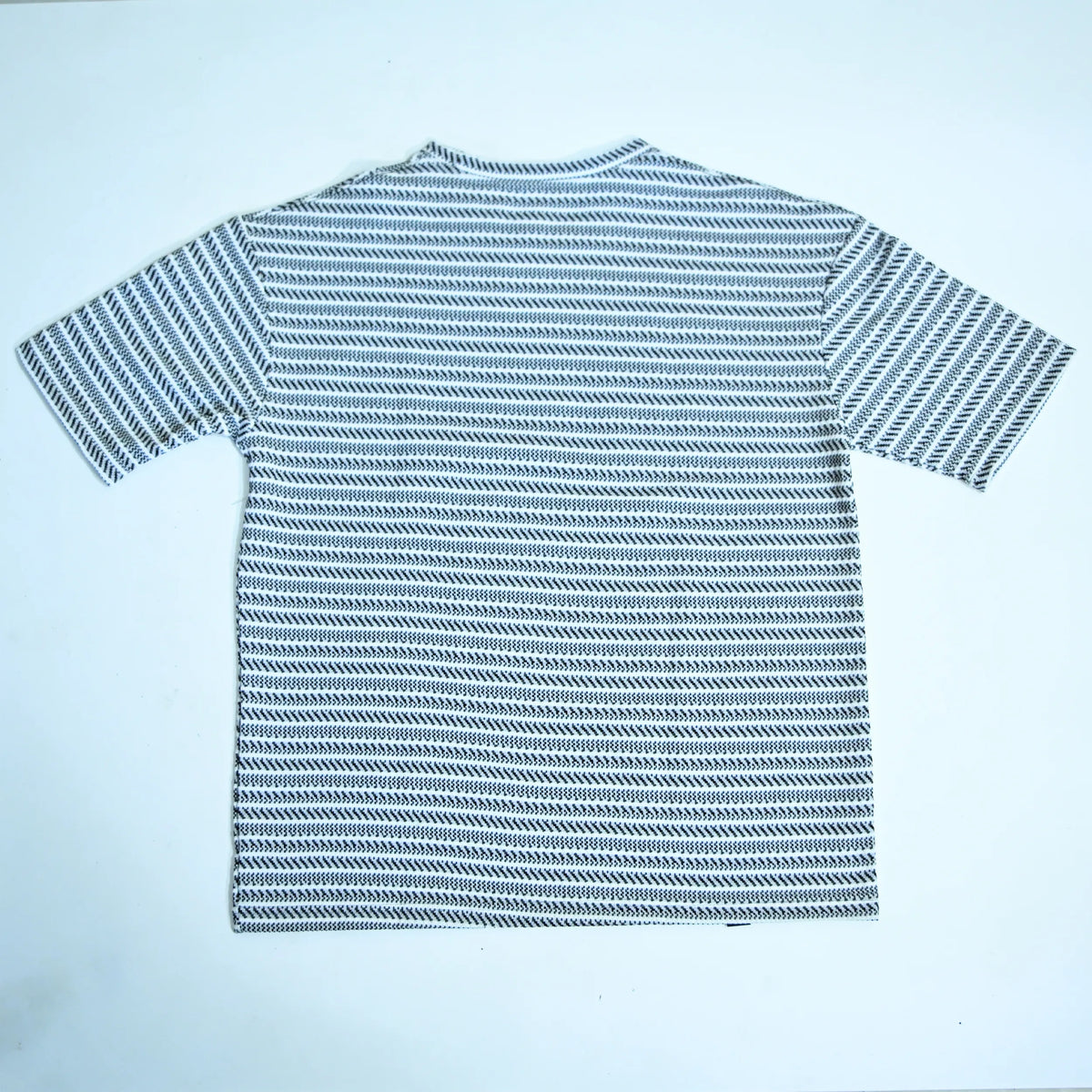 Grey & White Textured Stripe Drop Shoulder T-Shirt