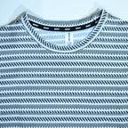 Grey & White Textured Stripe Drop Shoulder T-Shirt