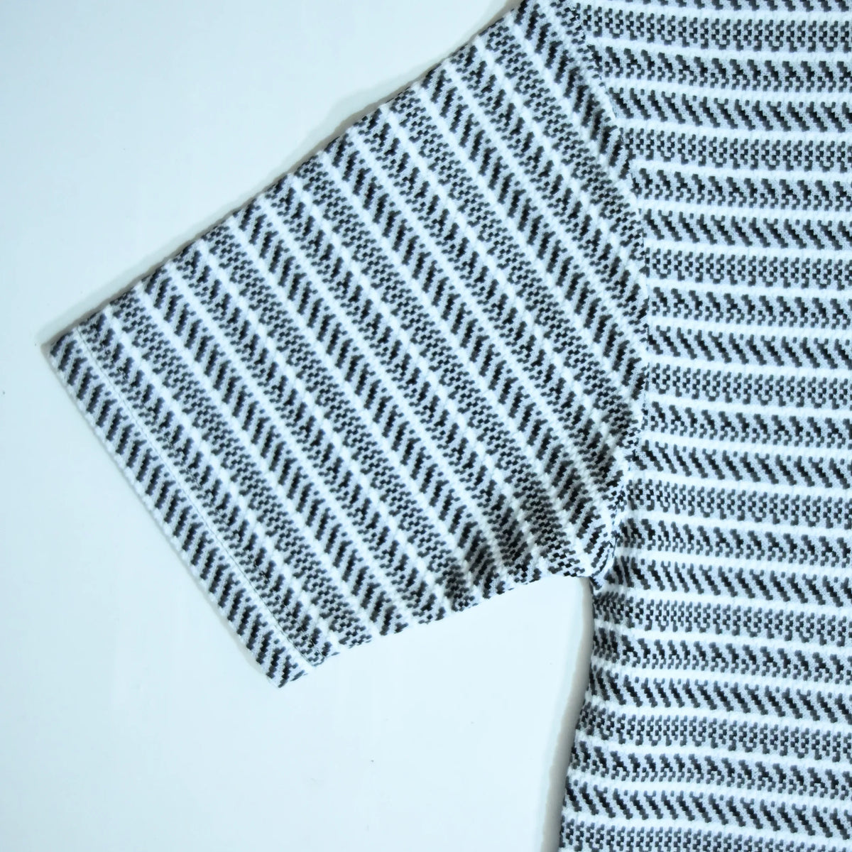 Grey & White Textured Stripe Drop Shoulder T-Shirt