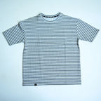 Grey & White Textured Stripe Drop Shoulder T-Shirt