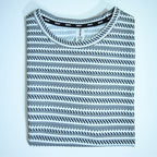 Grey & White Textured Stripe Drop Shoulder T-Shirt