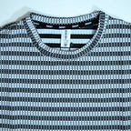 Textured Knit Stripe Drop Shoulder T-Shirt – Black & White
