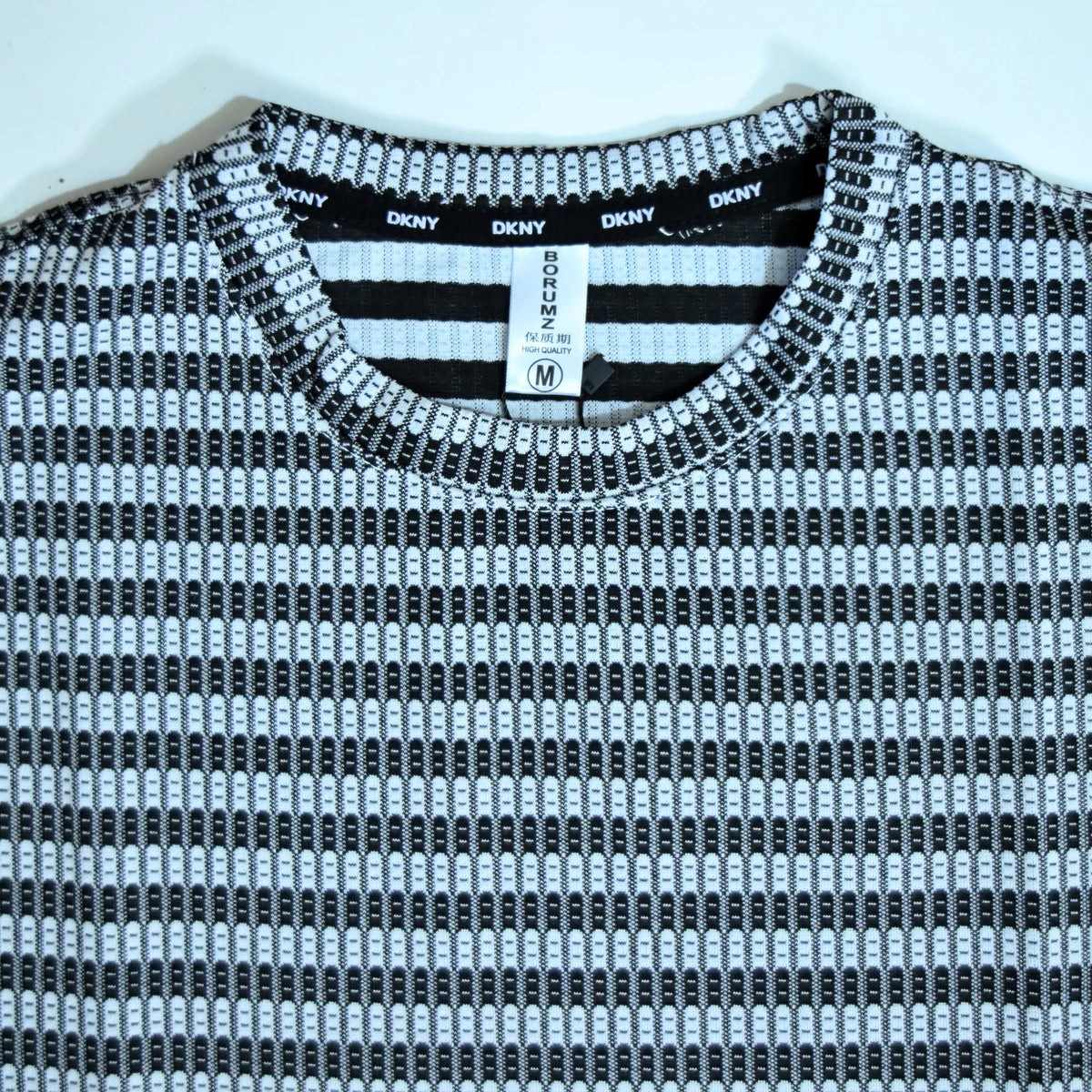 Textured Knit Stripe Drop Shoulder T-Shirt – Black & White