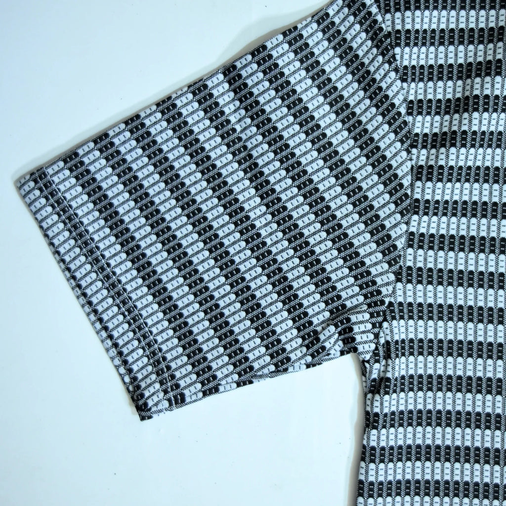 Textured Knit Stripe Drop Shoulder T-Shirt – Black & White