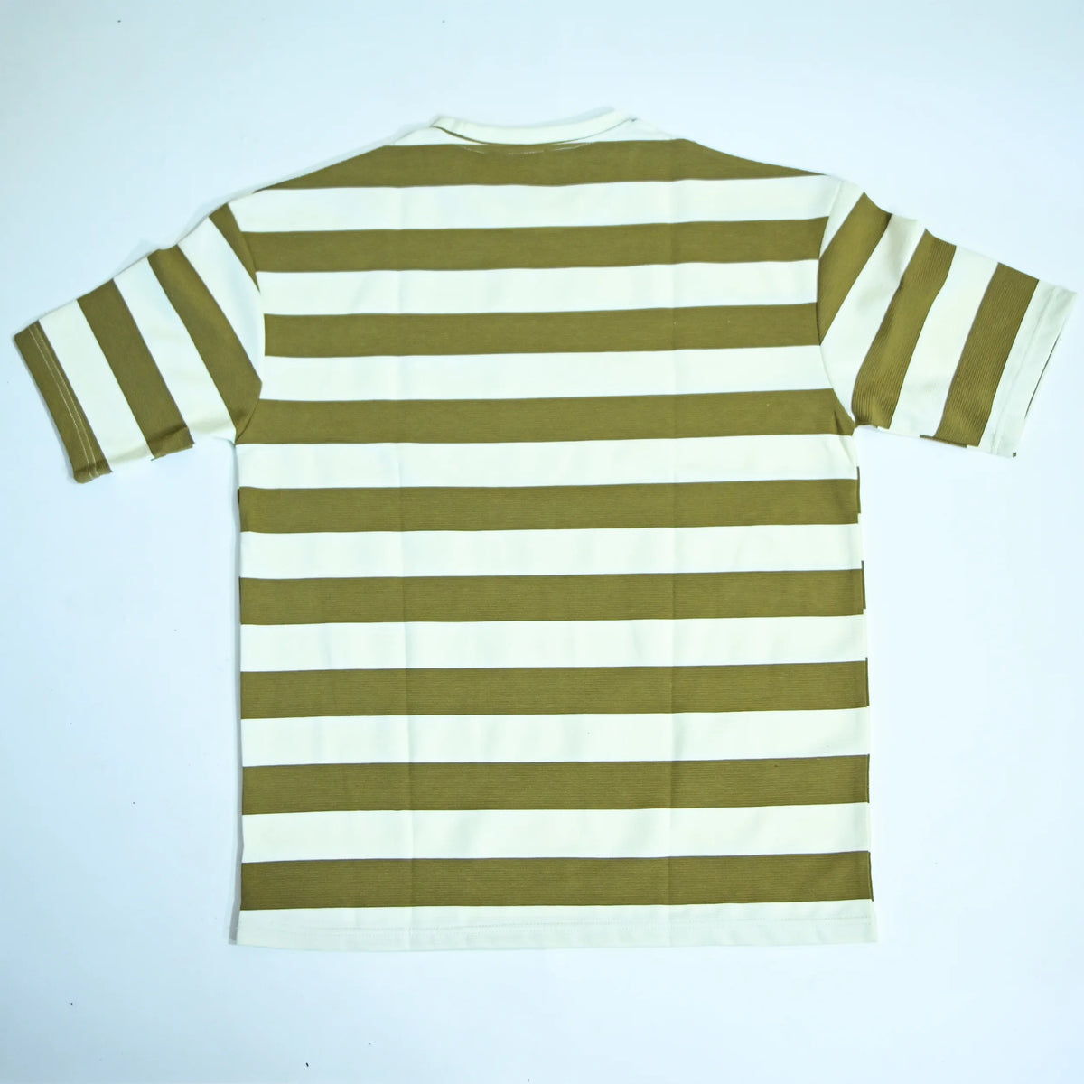 Olive & Cream Fine Stripe Drop Shoulder T-Shirt