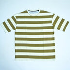 Olive & Cream Fine Stripe Drop Shoulder T-Shirt
