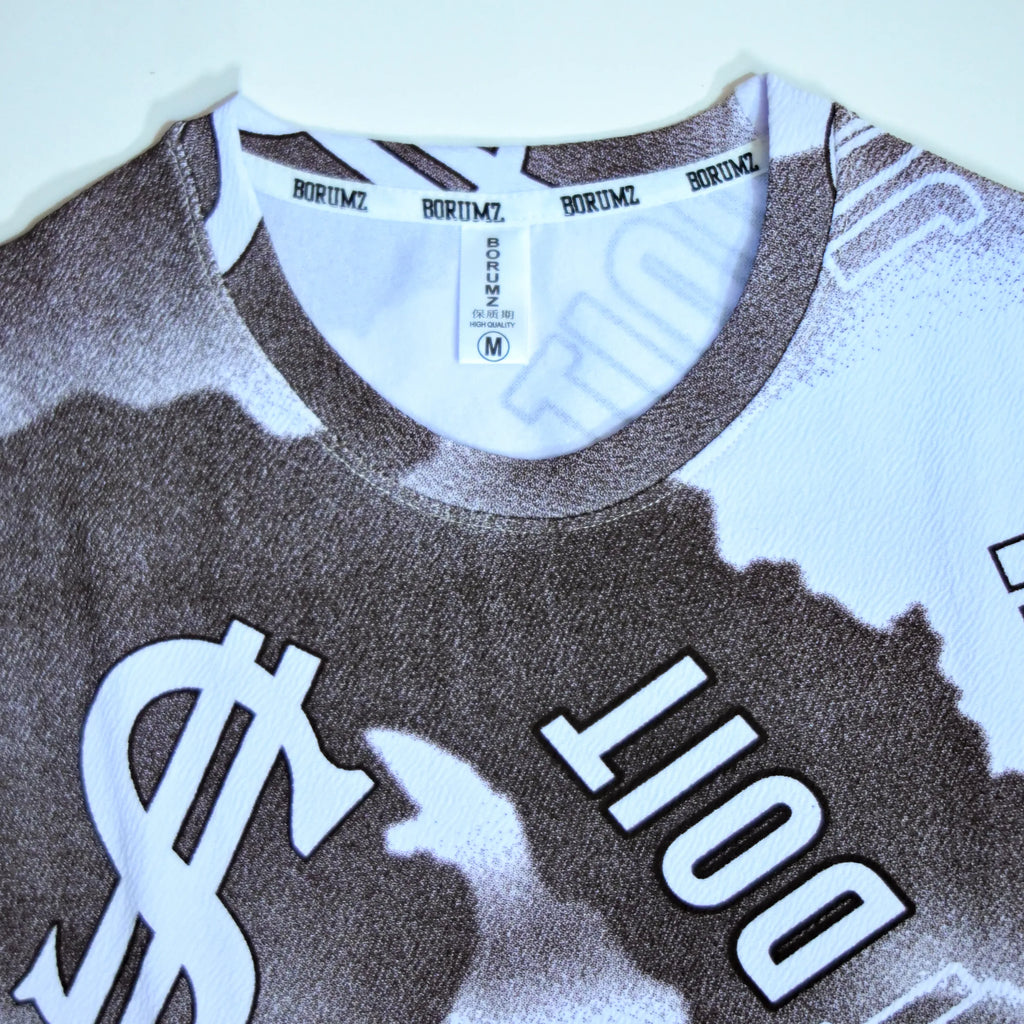 Dollar Print Oversized T-Shirt – Brown & White