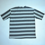 Oversized Striped T-Shirt - Crew Neck Tee - Dark Grey