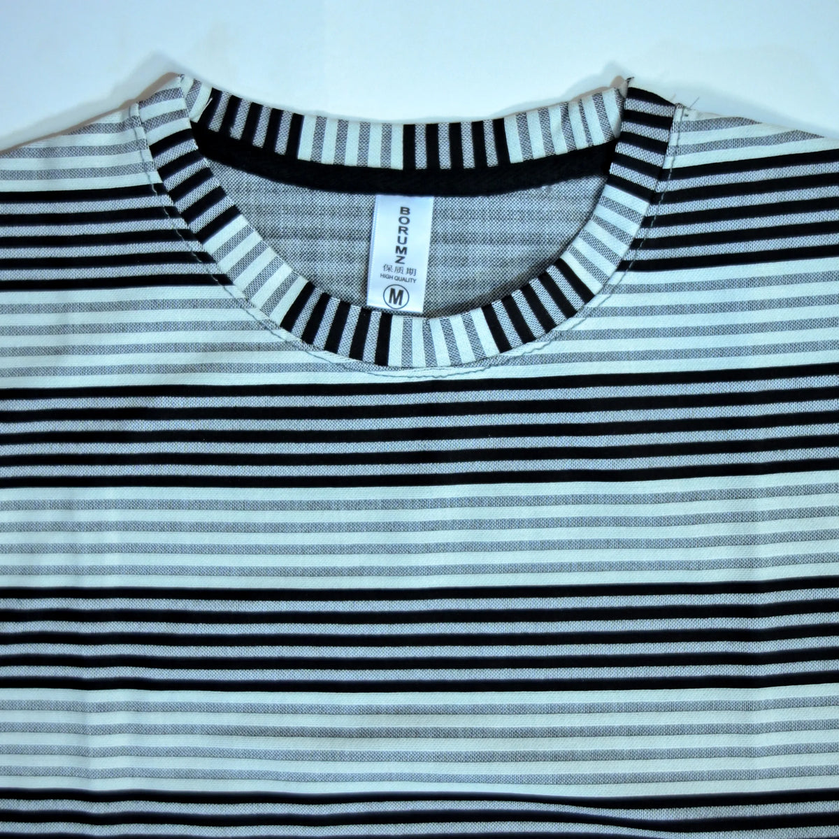 Oversized Striped T-Shirt - Crew Neck Tee - Dark Grey